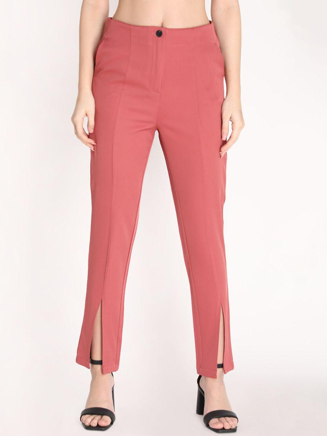 dlanxa women solid regular fit formal trousers
