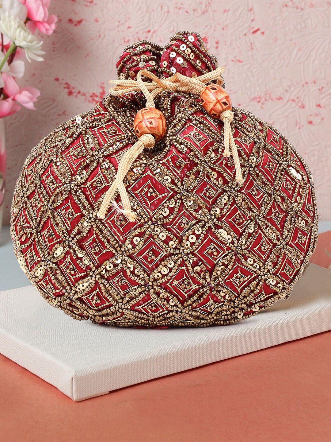 dn creation embroidered potli clutch