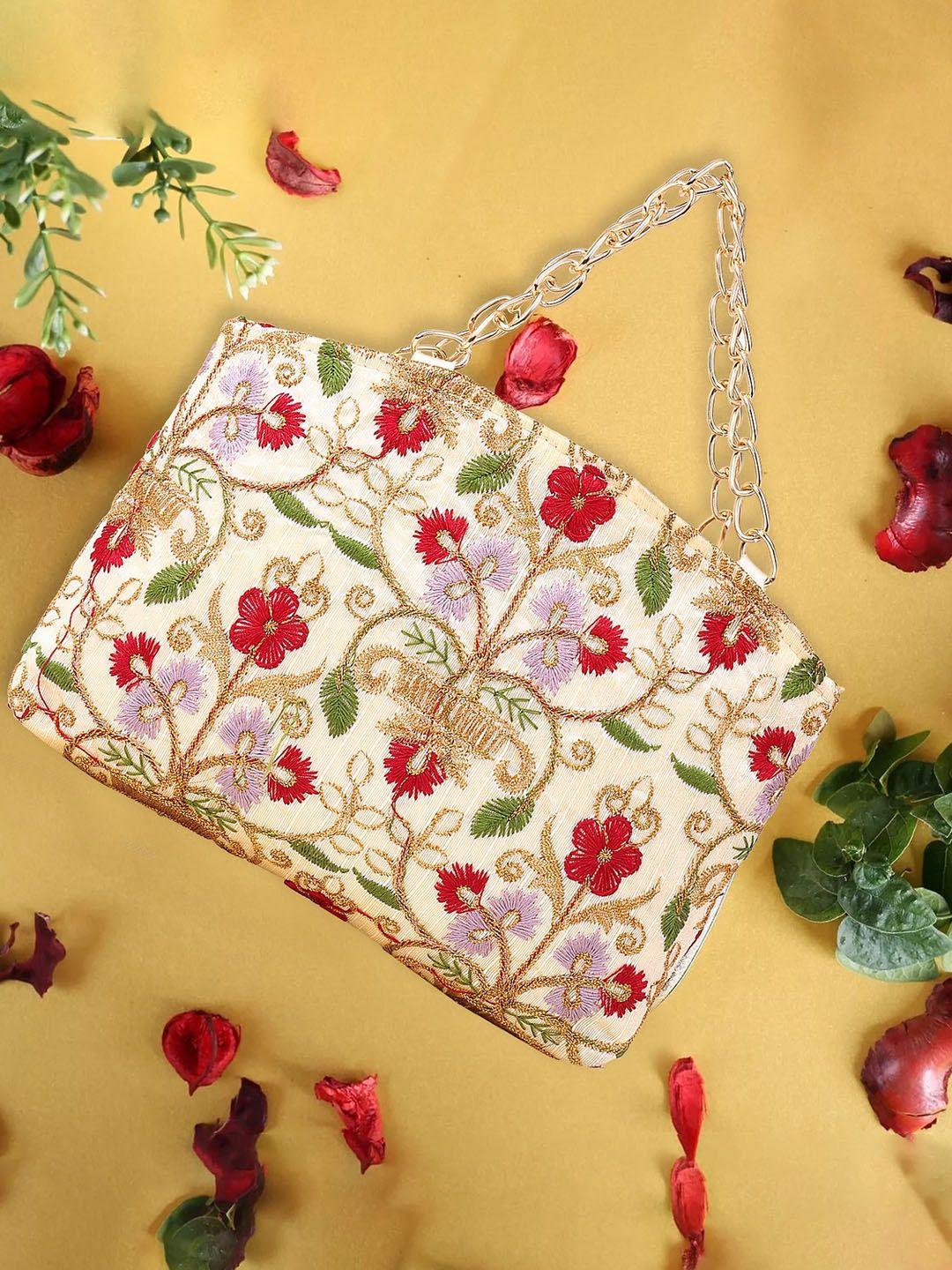 dn creation floral embroidered purse clutch