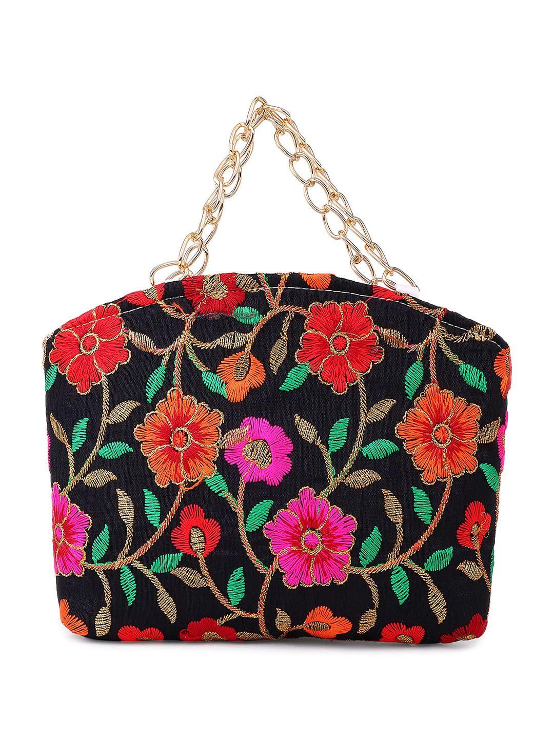 dn creation floral embroidered purse clutch