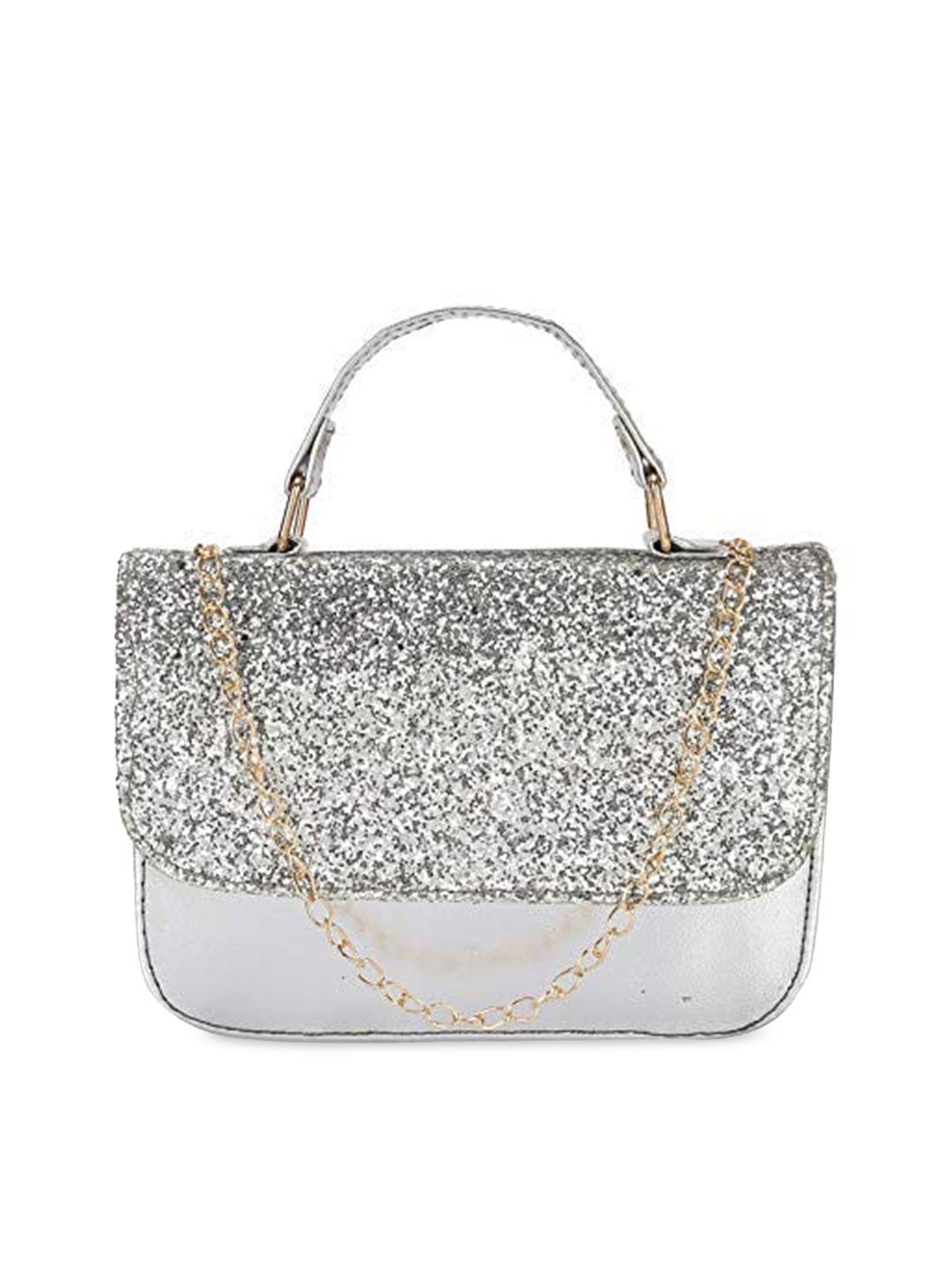 dn creation silver-toned embellished pu oversized structured tote bag