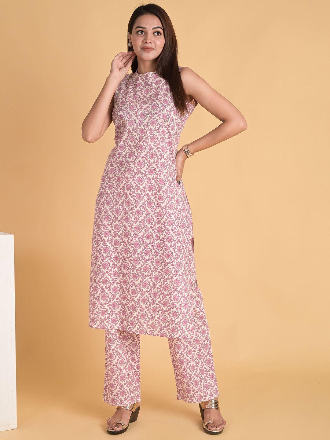 do dhaage  floral printed pure cotton kurta with trousers