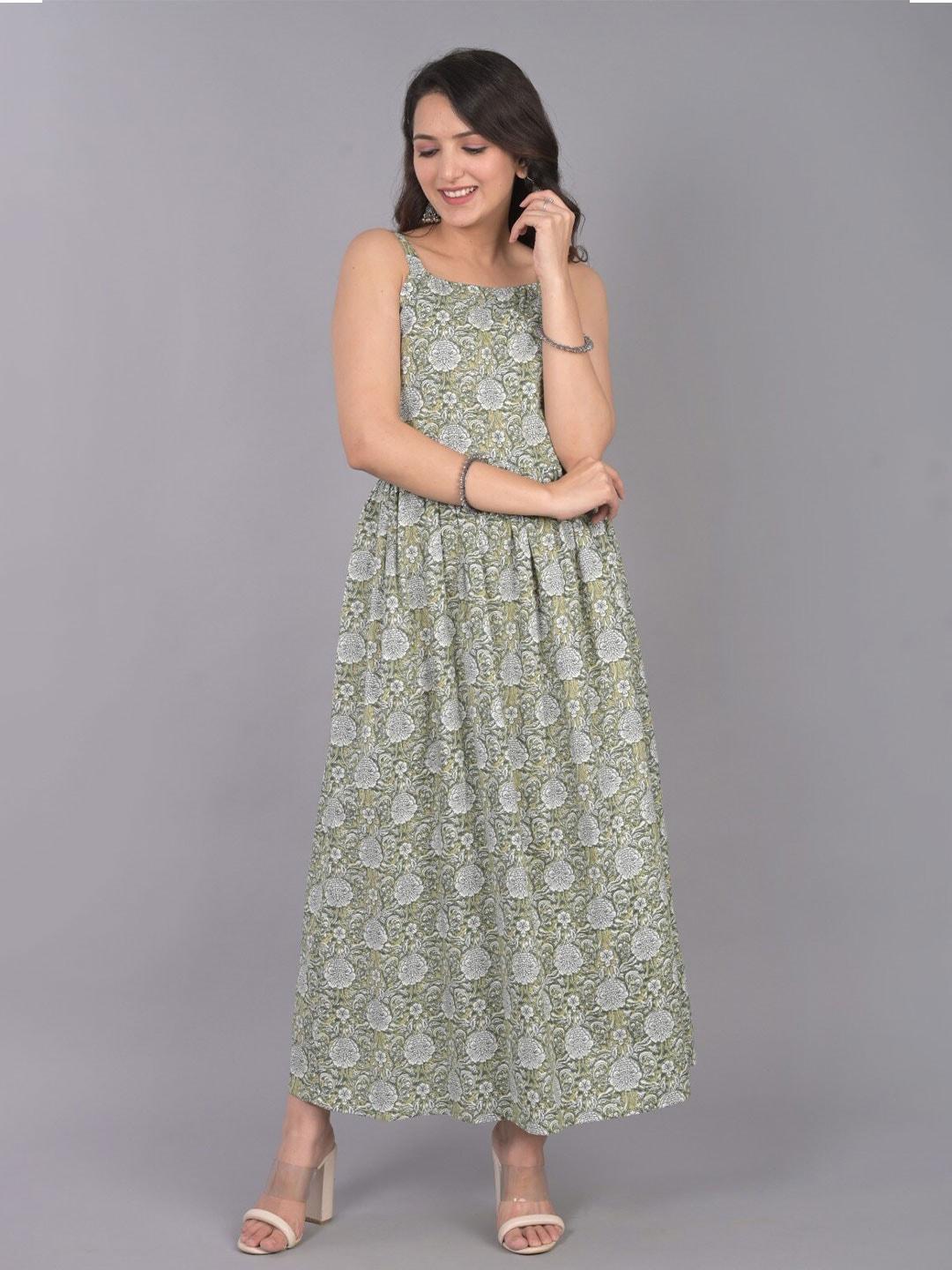 do dhaage floral printed fit and flare maxi dress