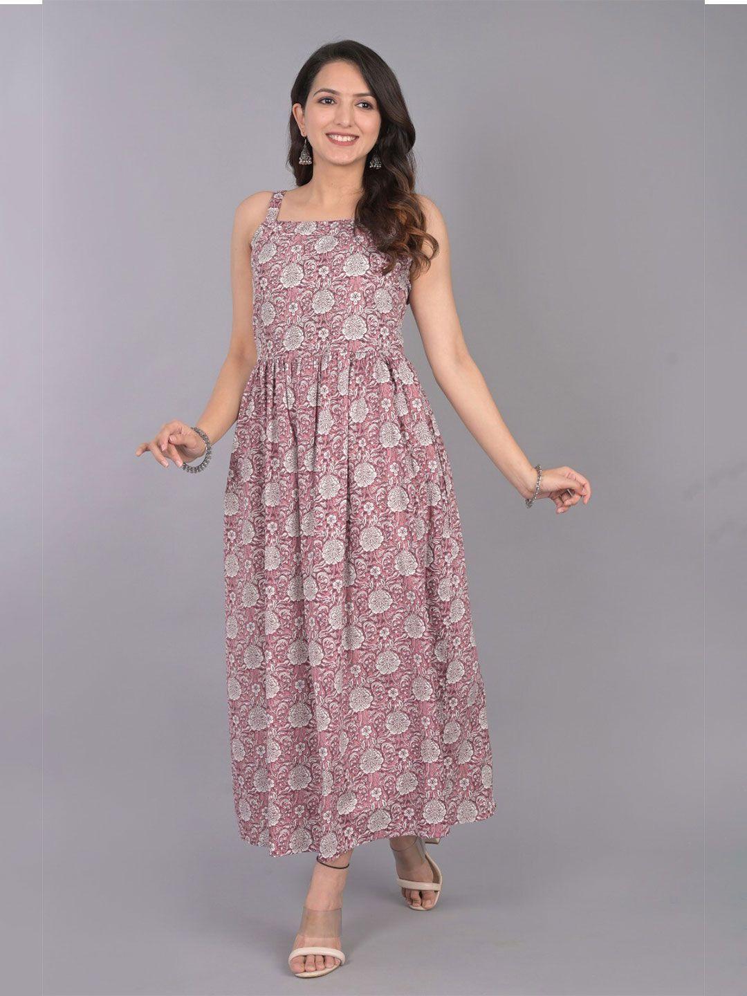do dhaage floral printed fit and flare maxi dress