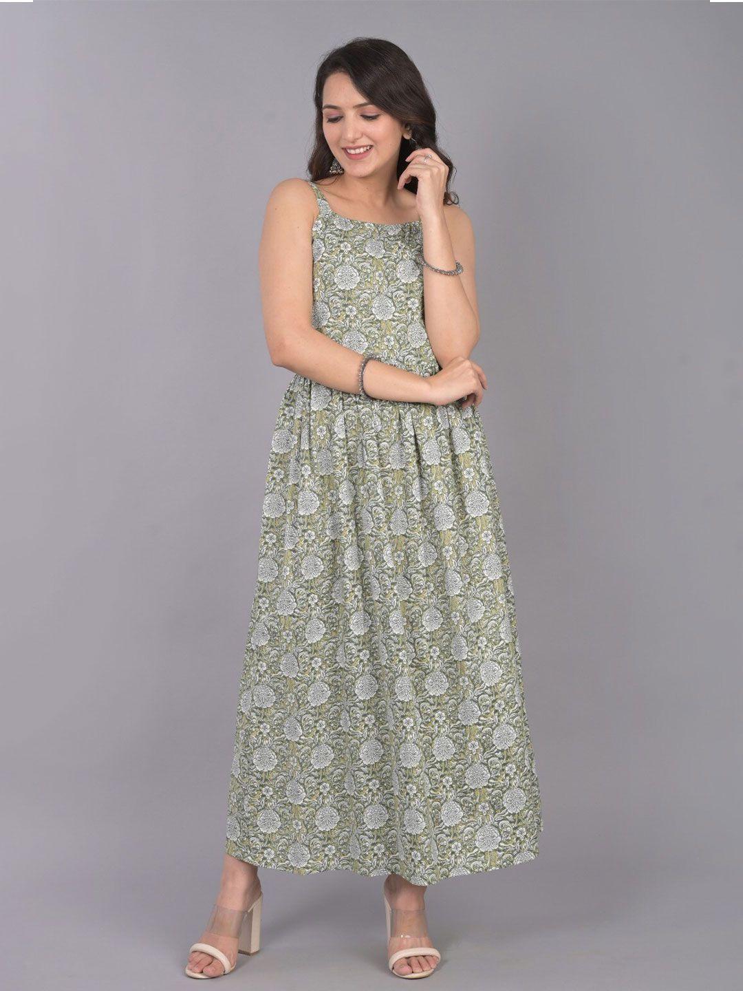 do dhaage floral printed fit and flare maxi dress