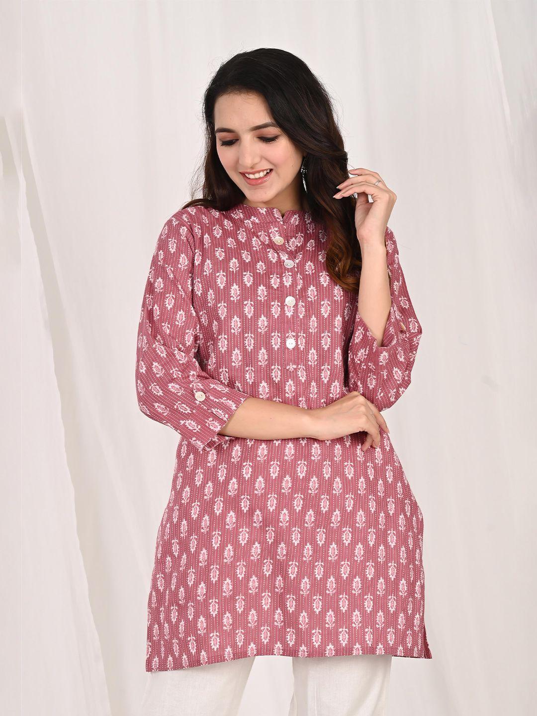 do dhaage floral printed pure cotton kurti