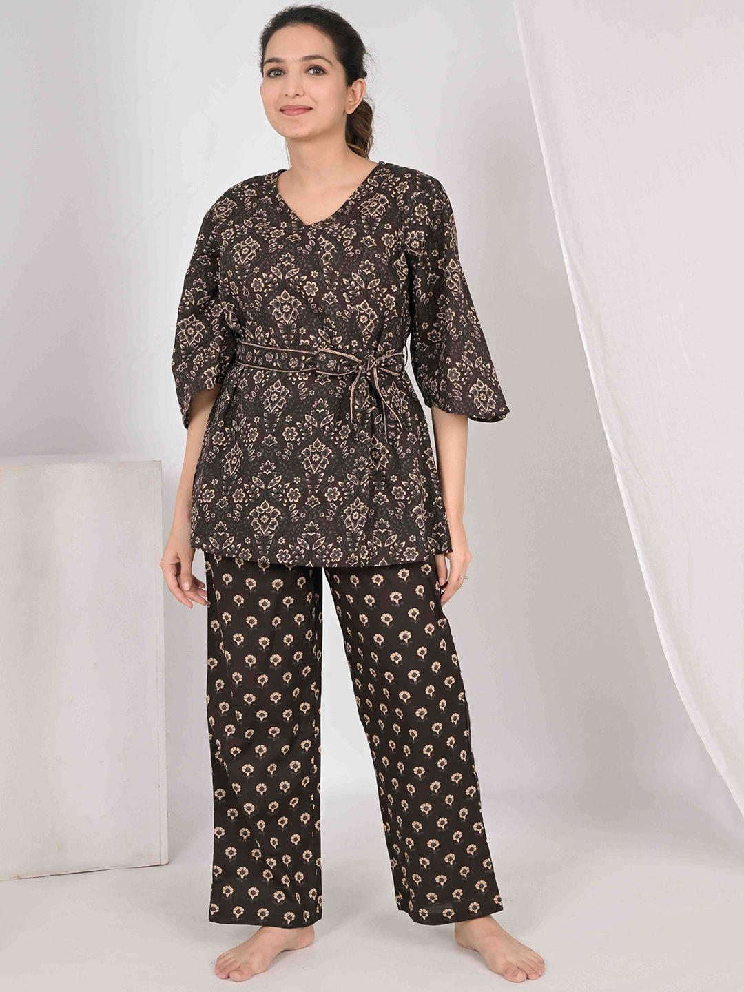 do dhaage printed pure cotton night suit