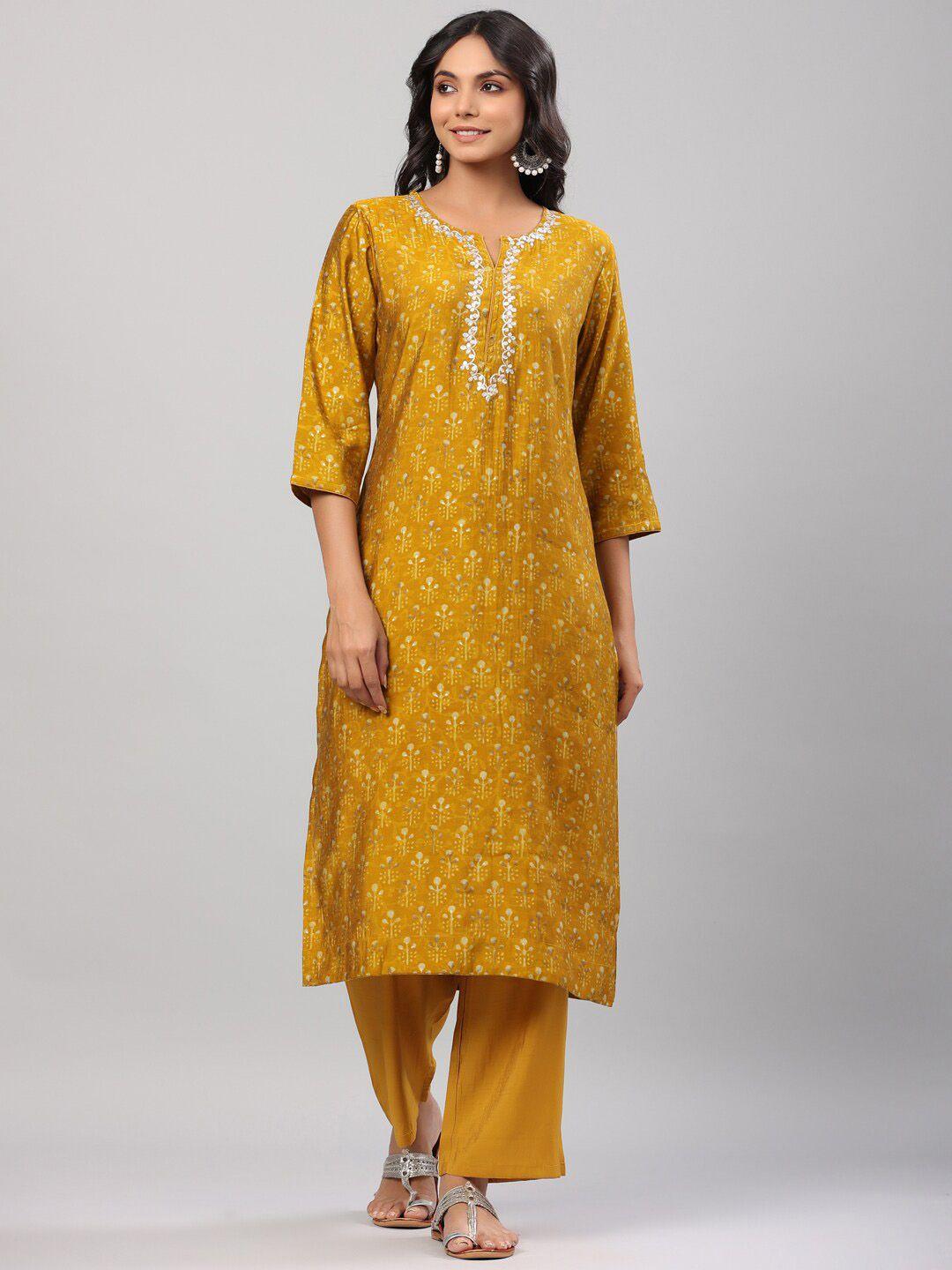 do dhaage women floral printed kurta with trousers