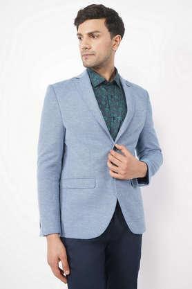 dobby cotton slim fit men's casual wear blazer - teal