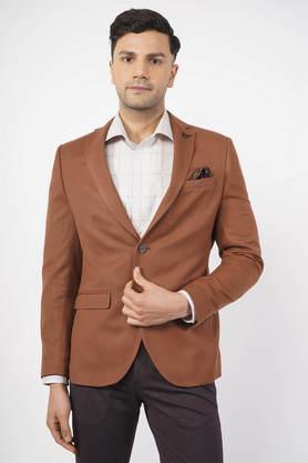 dobby rayon slim fit men's casual wear blazer - brown