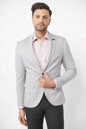 dobby rayon slim fit men's casual wear blazer - grey