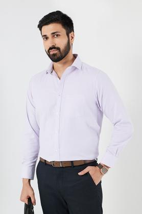 dobby cotton blend regular fit men's shirt - lavender