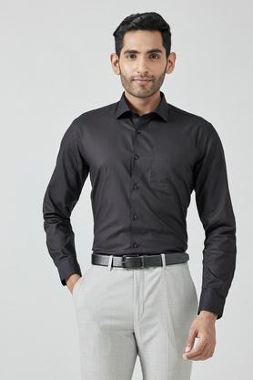 dobby cotton slim fit men's shirt - black