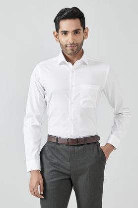 dobby cotton slim fit men's shirt - white