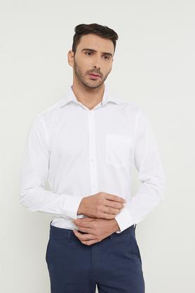dobby cotton slim fit men's work wear shirt - white