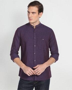 dobby linen blend casual shirt