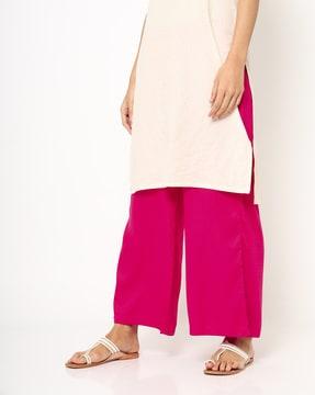 dobby palazzos with semi-elasticated waist