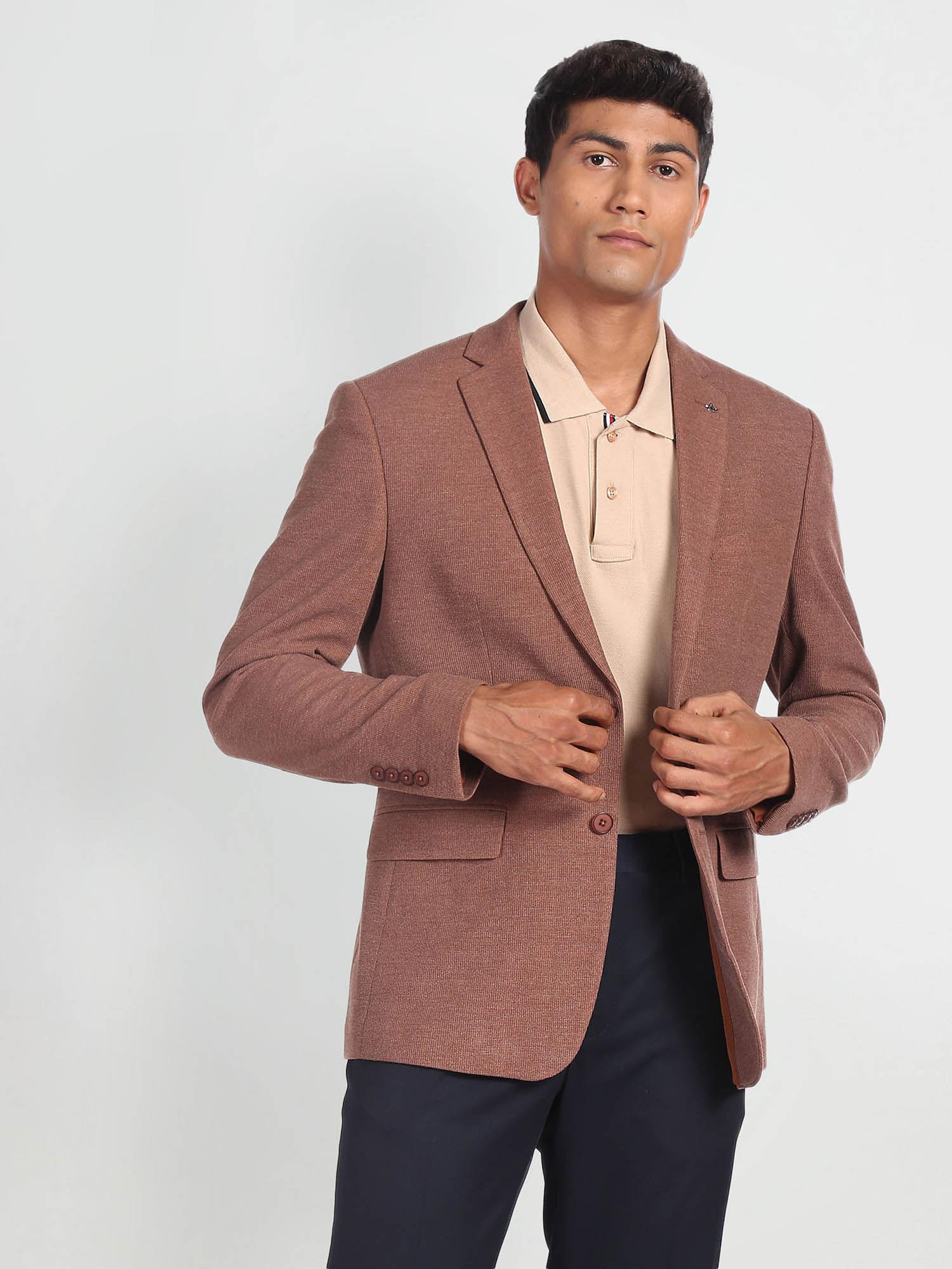 dobby slim fit knit blazer