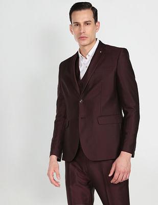 dobby weave tailored fit three piece suit