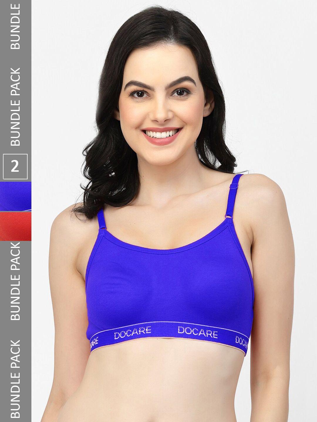 docare pack of 2 all day comfort non padded full coverage seamless cotton sports bra