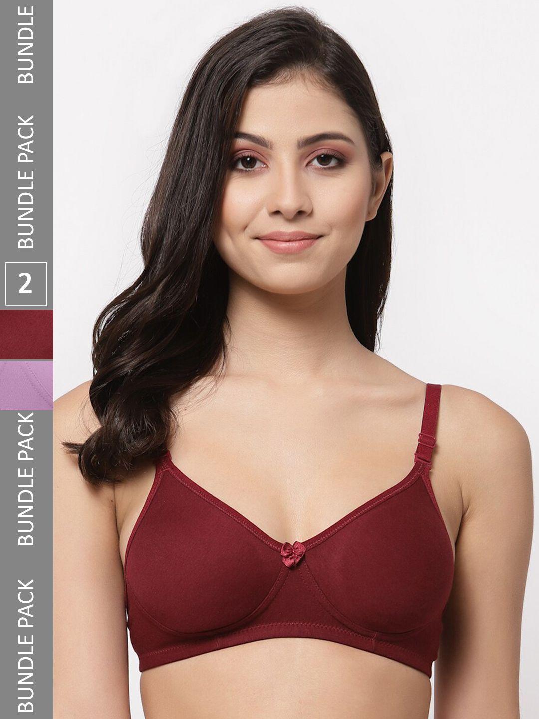 docare pack of 2 full coverage lightly padded cotton t-shirt bra with all day comfort