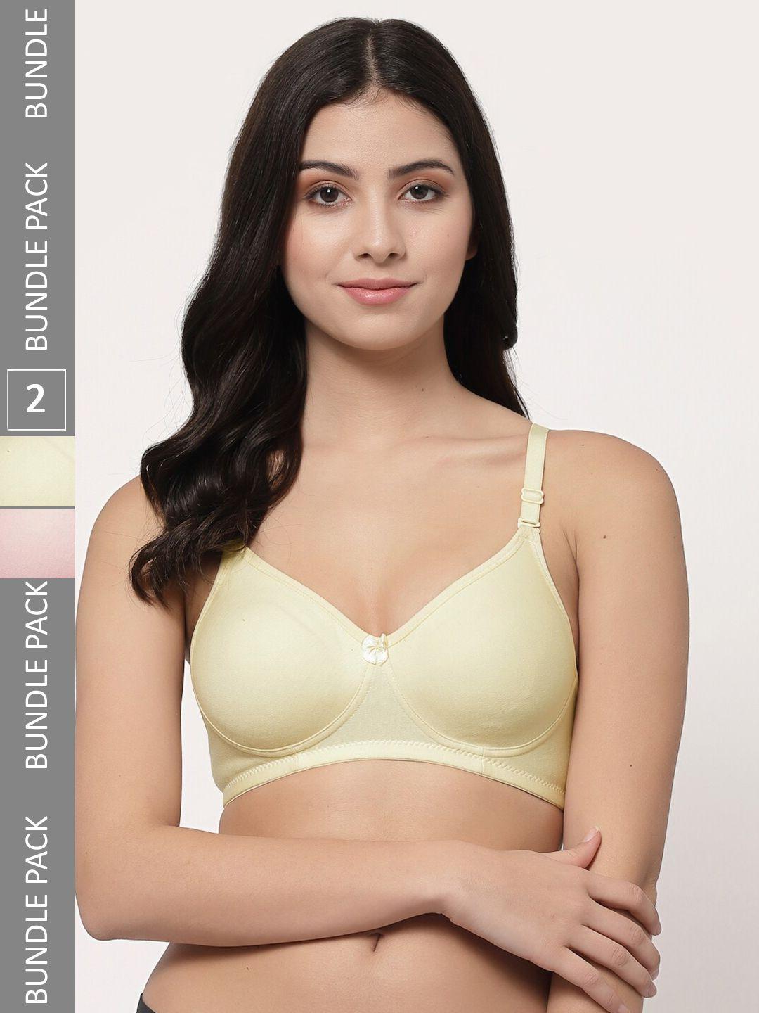 docare pack of 2 full coverage lightly padded cotton t-shirt bras with all day comfort