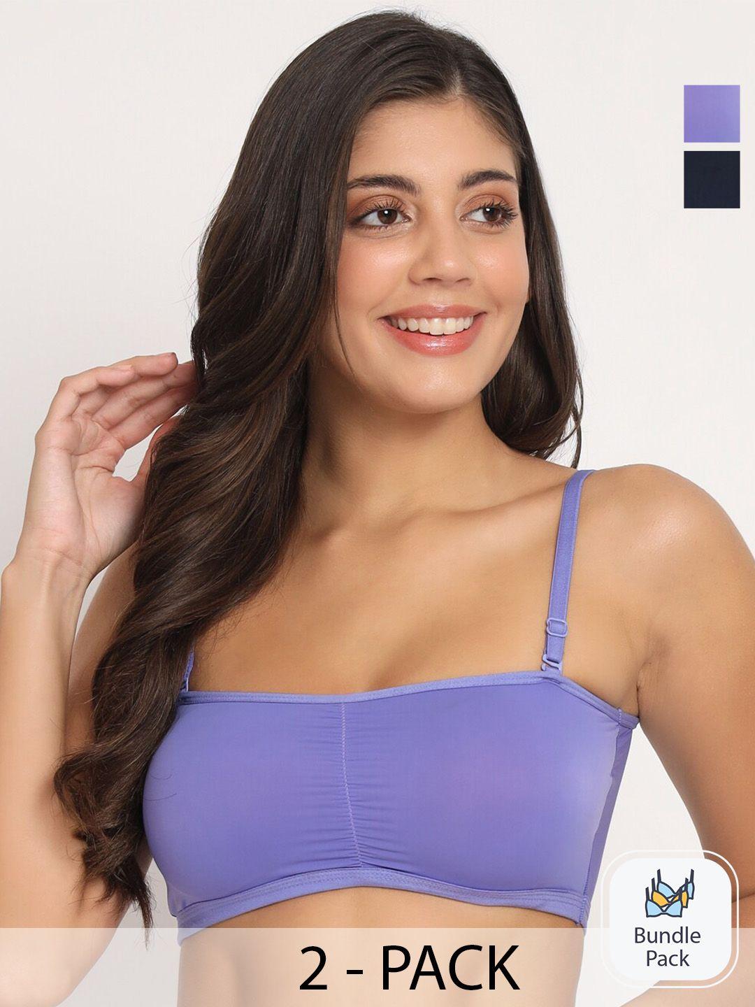 docare pack of 2 full coverage lightly padded tube bra with all day comfort