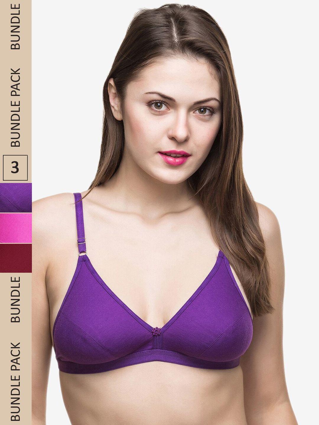 docare pack of 3 non padded & non-wired bra