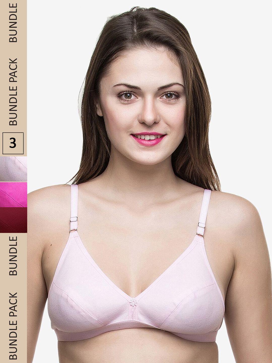 docare pack of 3 non padded & non-wired bra