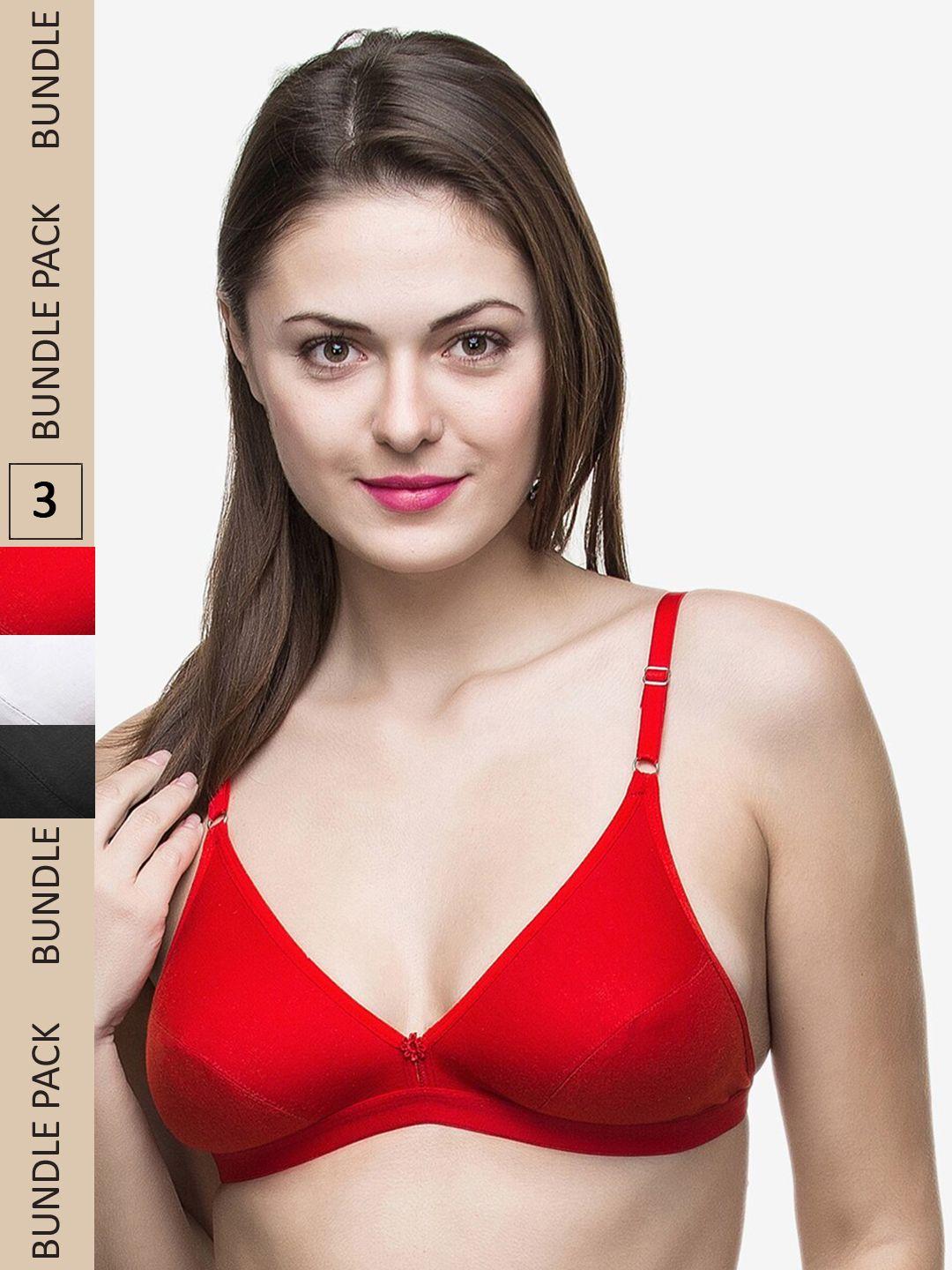 docare pack of 3 non padded & non-wired bra