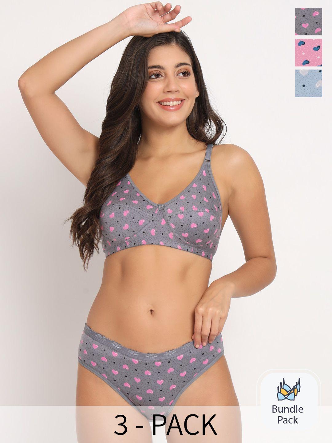 docare pack of 3 printed lingerie set promilaset-po3