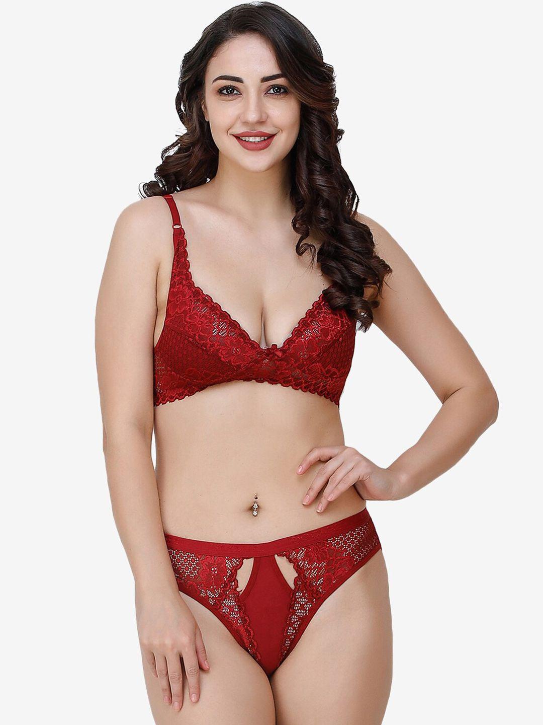 docare women self-design non padded cotton lingerie set