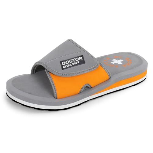 doctor extra soft men's care orthopaedic and diabetic adjustable strape super comfort dr sliders flipflops and house slippers for gent's and boy's slides d-51-orange-7 uk