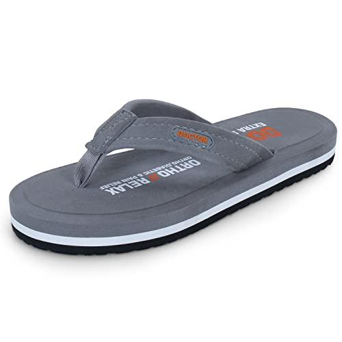 doctor extra soft slipper for men's || diabetic & comfortable || skid resistant || lightweight || comfortable footbed || memory foam bounce back technology || flip-flop & sliders (grey, numeric_8)