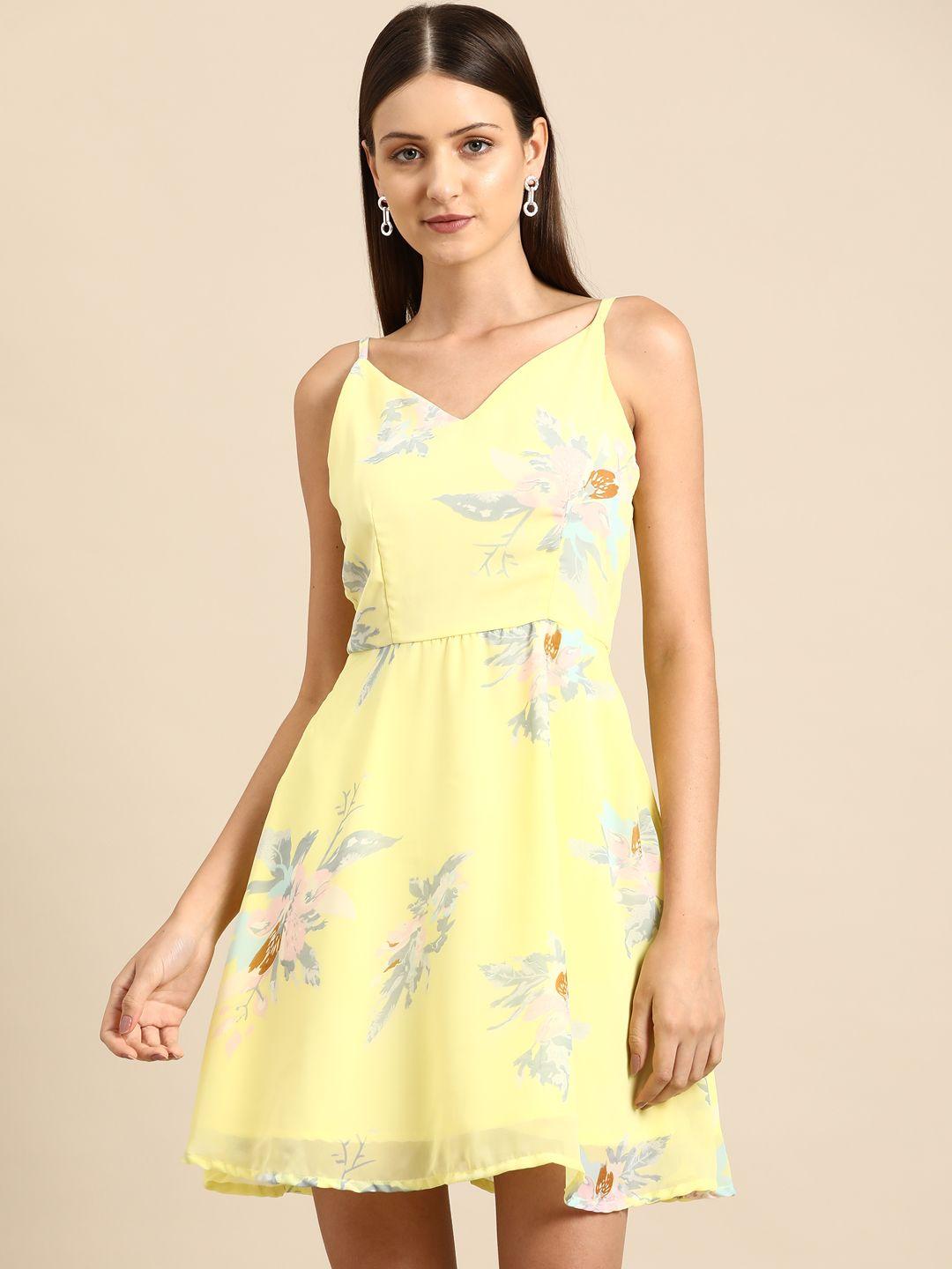 dodo & moa floral printed crepe fit & flare dress