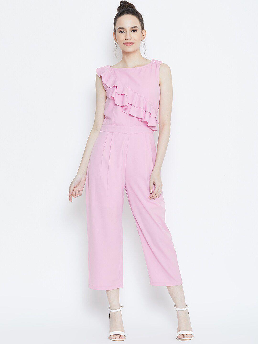 dodo & moa pink culotte jumpsuit with ruffles