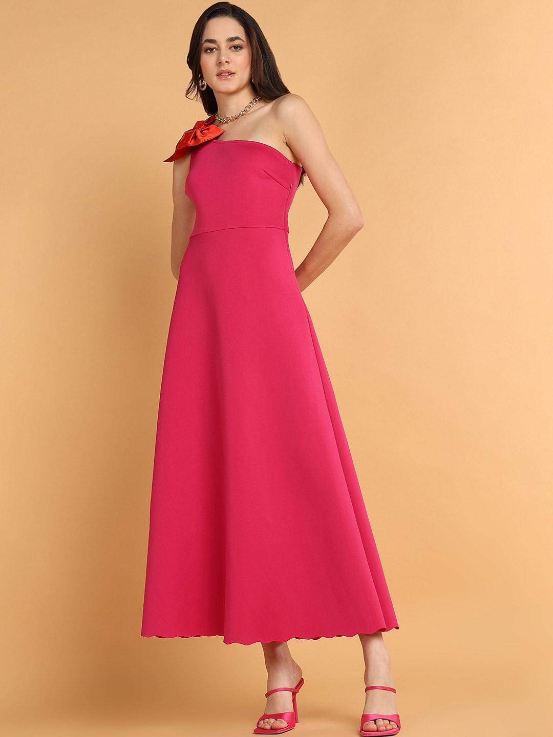 dodo-&-moa-pink-one-shoulder-scuba-maxi-dress