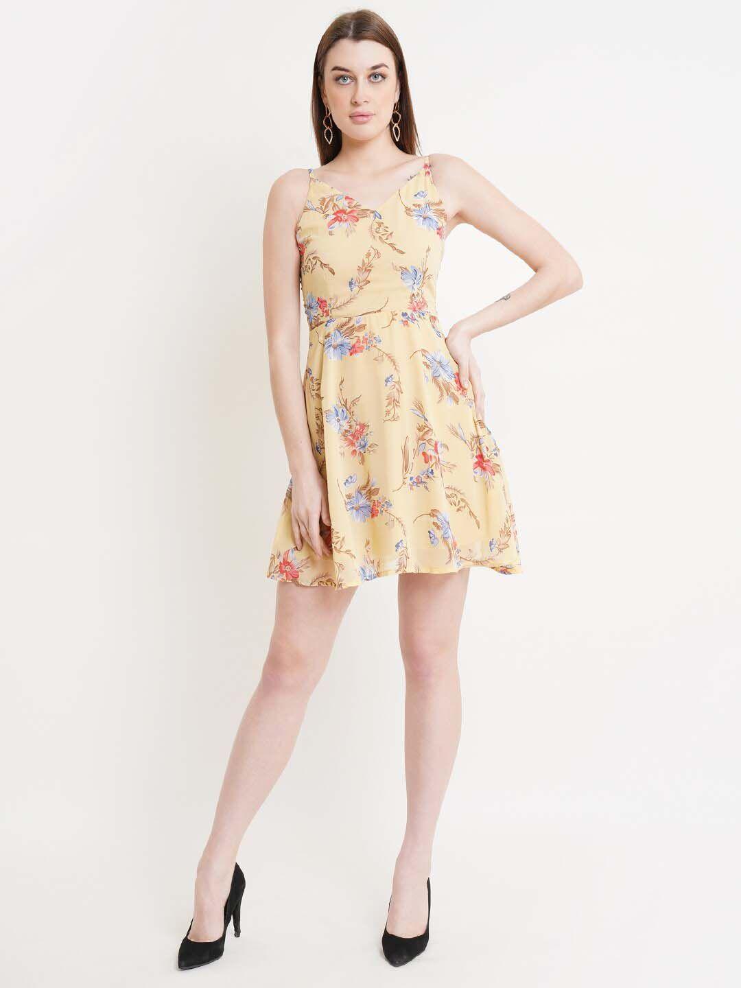 dodo & moa yellow & red floral sheath dress