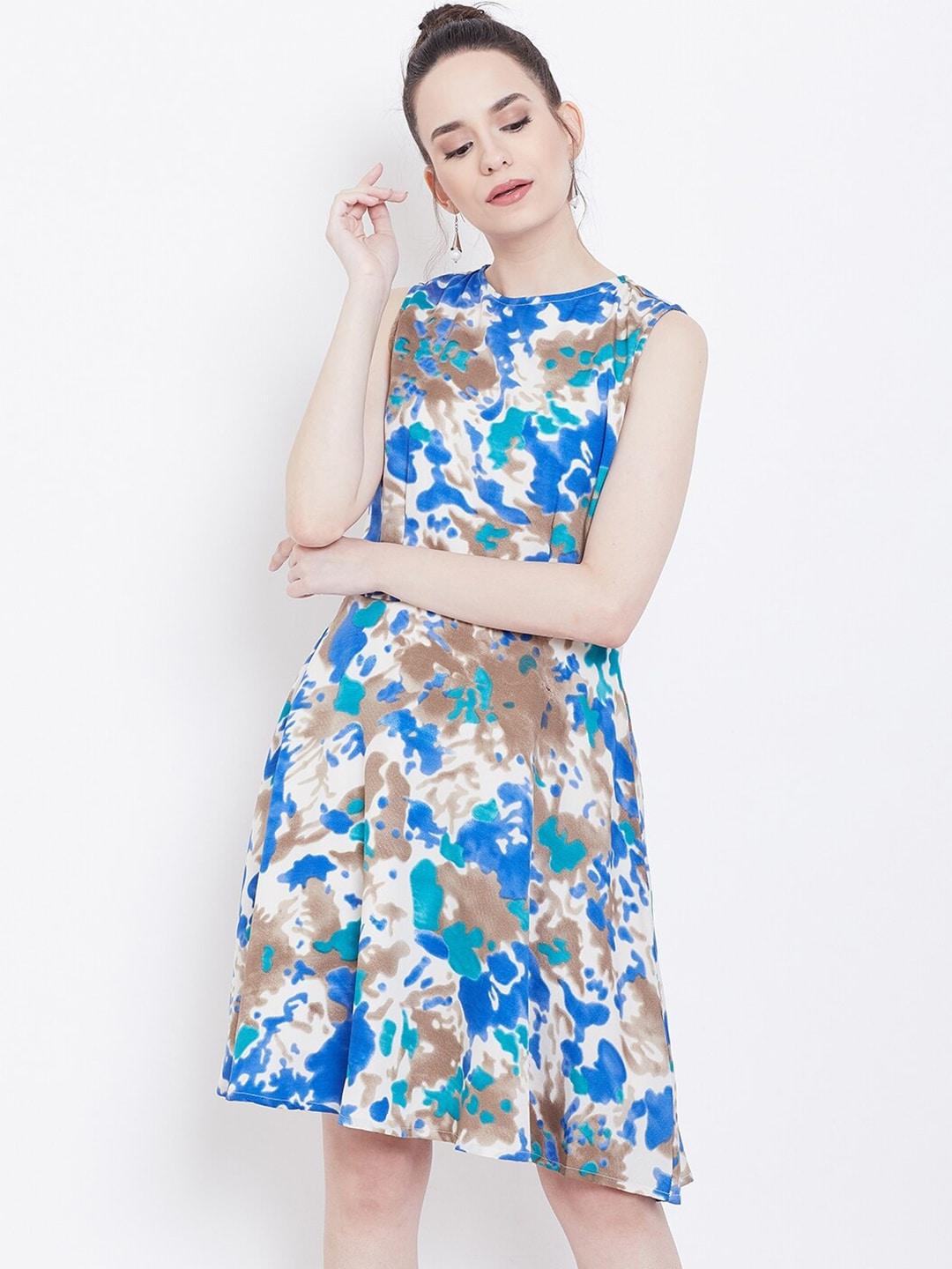 dodo & moa abstract printed fit & flare dress
