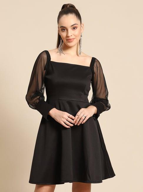 dodo & moa black fit & flare dress