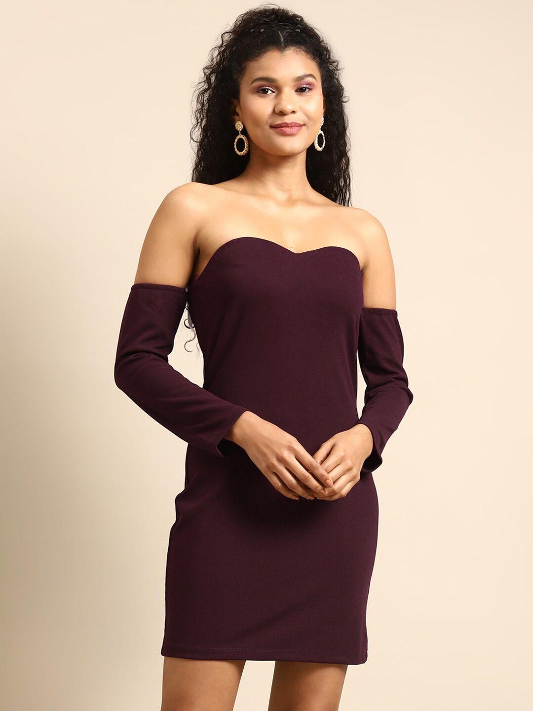 dodo & moa black off-shoulder crepe sheath dress