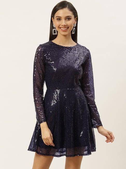 dodo & moa blue embellished a line dress