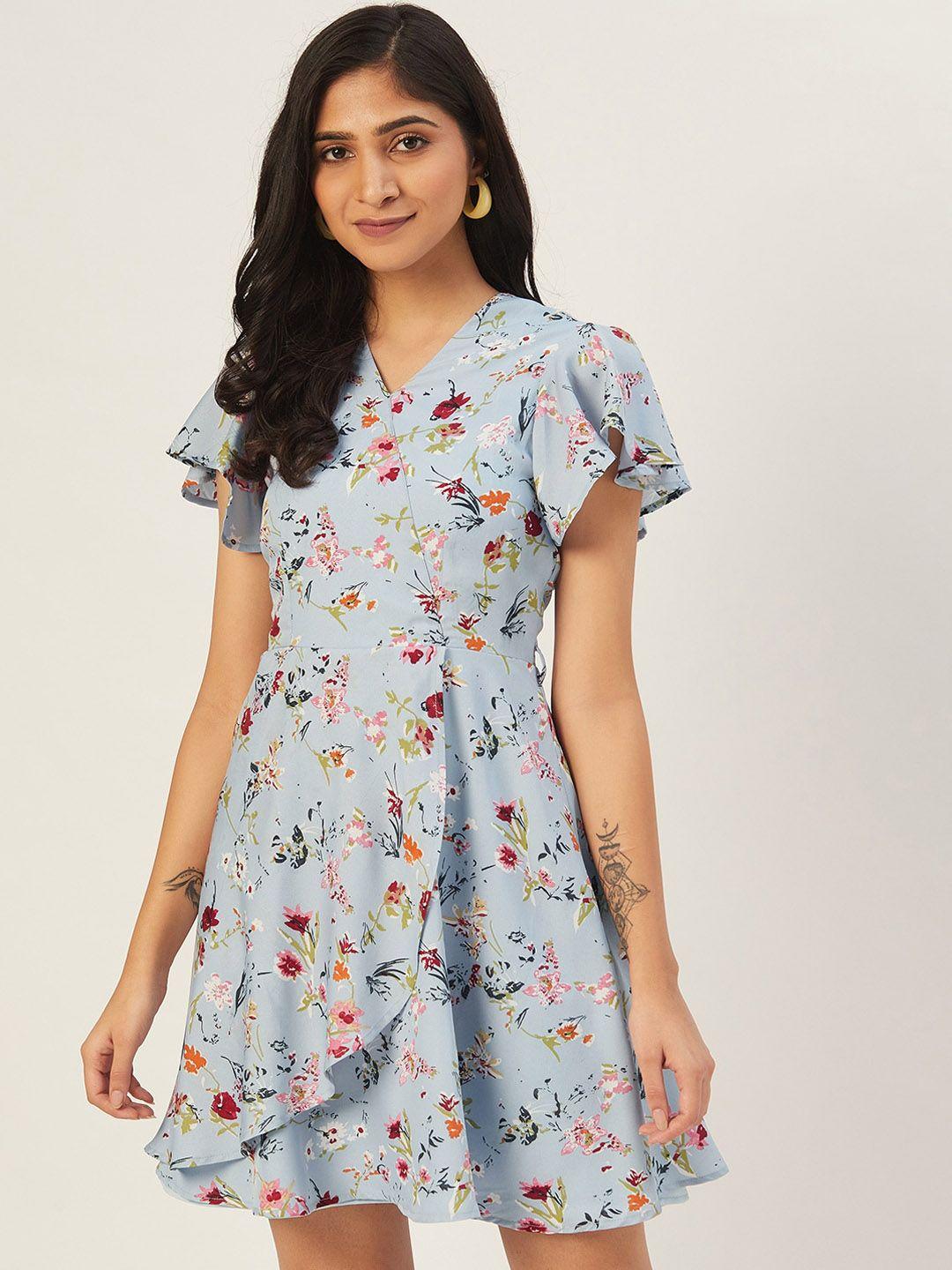 dodo & moa blue floral crepe dress