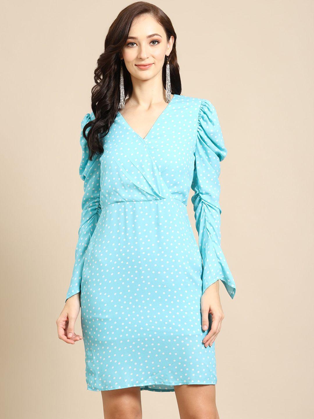 dodo & moa blue printed wrap dress