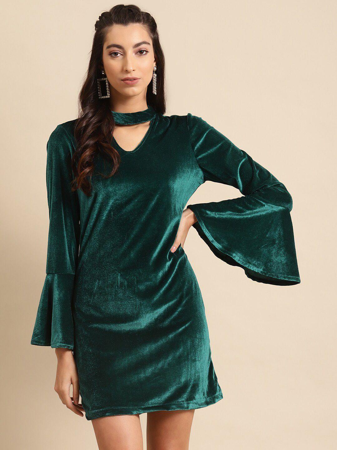 dodo & moa choker neck velvet sheath mini dress