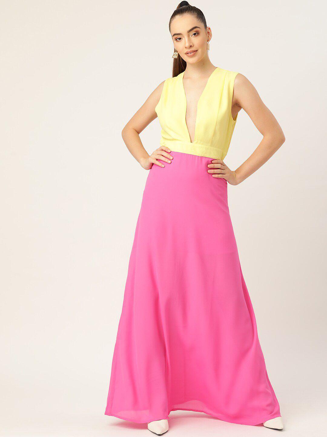 dodo & moa colourblocked crepe maxi dress