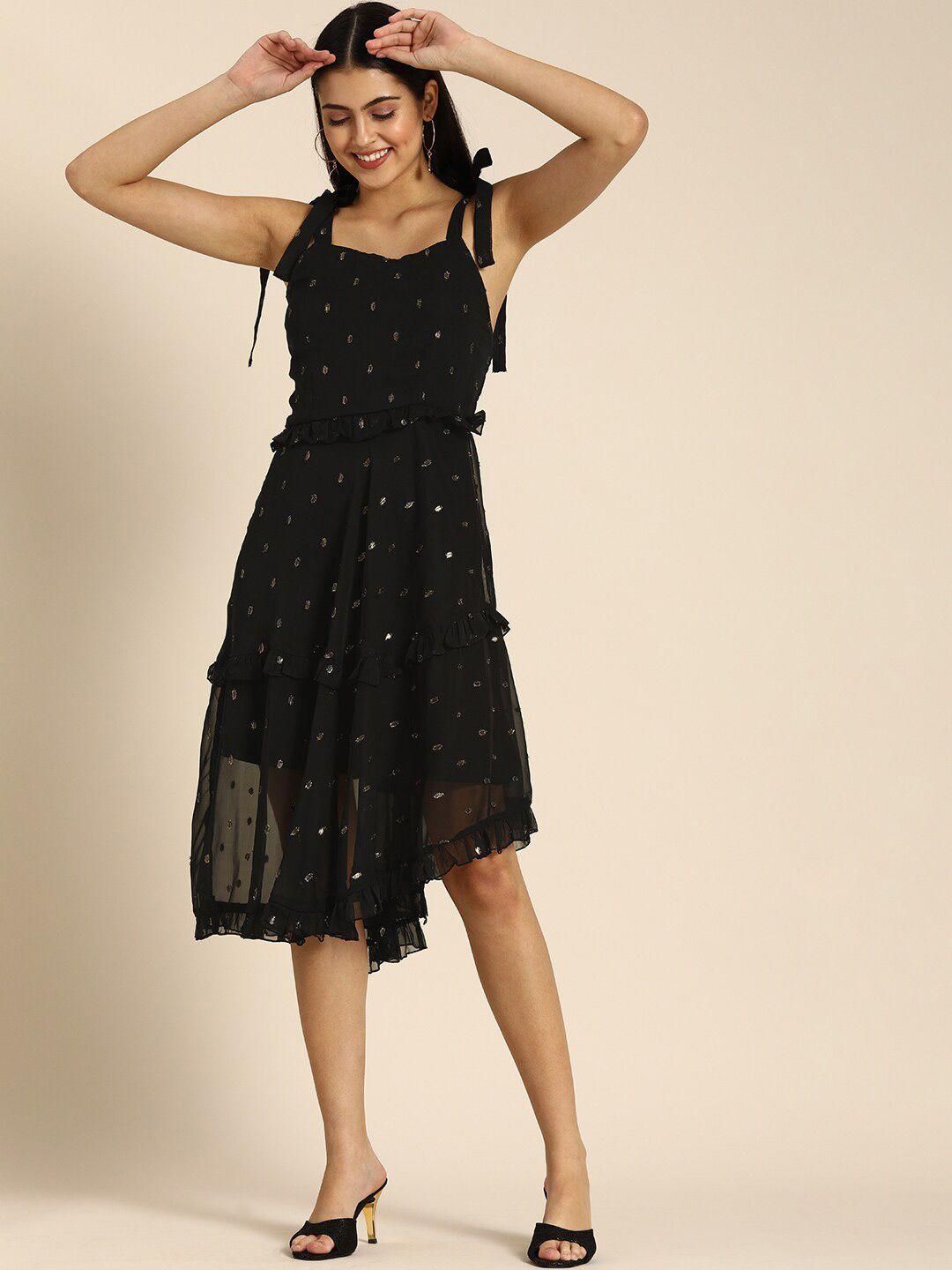 dodo & moa embellished flared opaque pinafore dress