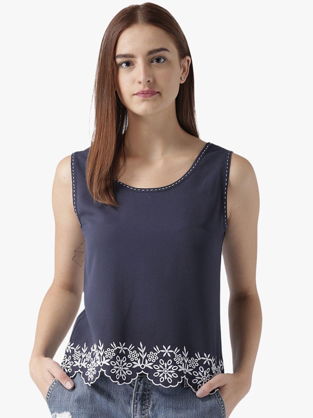 dodo & moa floral embroidered chiffon styled back top