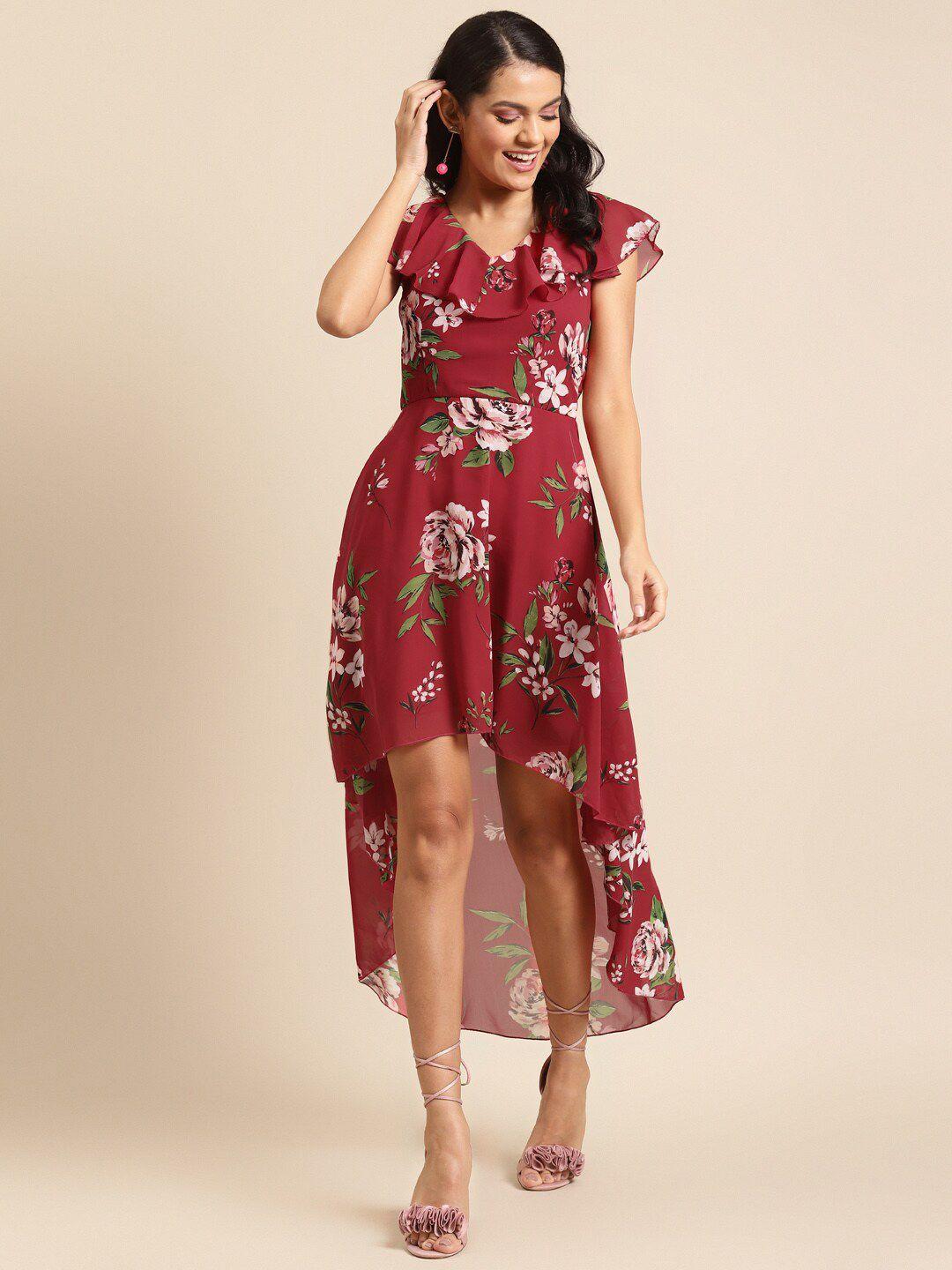 dodo & moa floral georgette midi dress