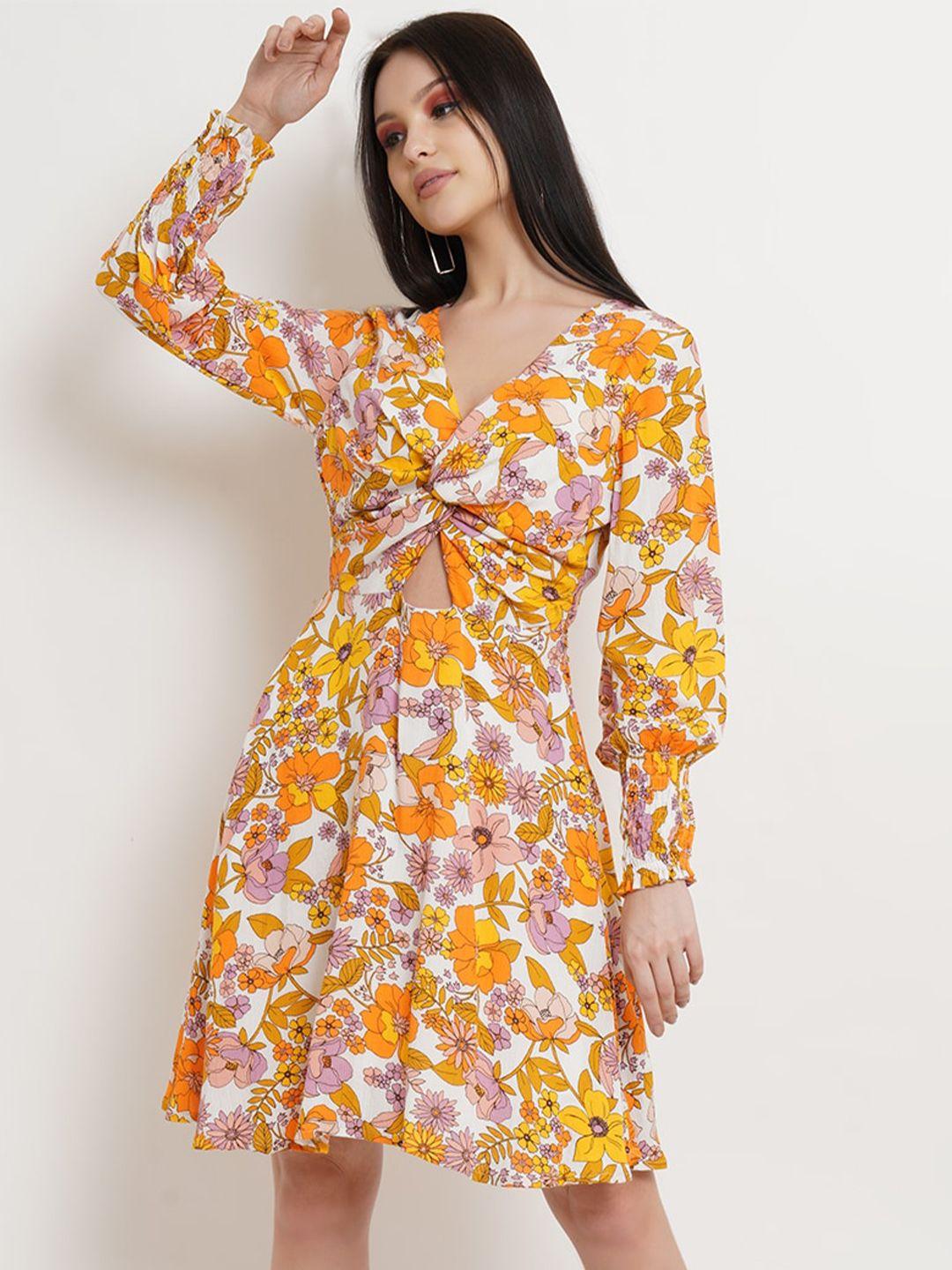 dodo & moa floral printed fit & flare dress